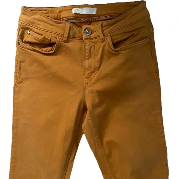ZARA Basic Department Z1975 Denim Mustard SKINNY Stretch JEANS Size 4 - Picture 2 of 11